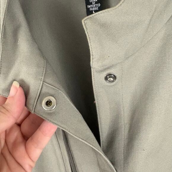 Eileen Fisher Gray Utility Safari Cotton Twill Stretch Snap Up Jacket Size Large - Picture 4 of 7
